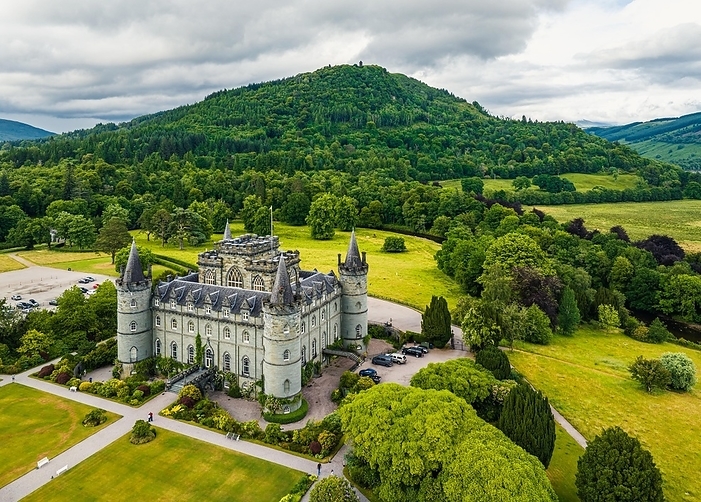 Inveraray Castle from a drone, Clan Campbell, Loch Fyne, Argyll, Scotland, UK, by Maciej Olszewski