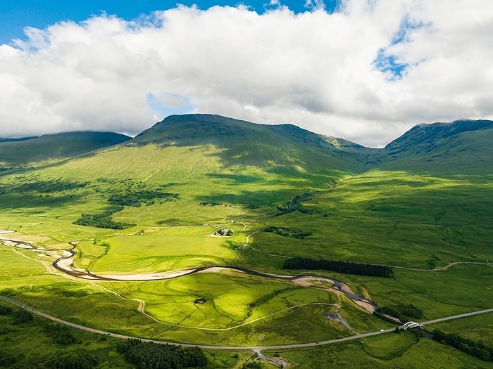 Loch Tulla and Beinn Dorain from a drone, Glen Coe, Highlands, Scotland, UK, by Maciej Olszewski