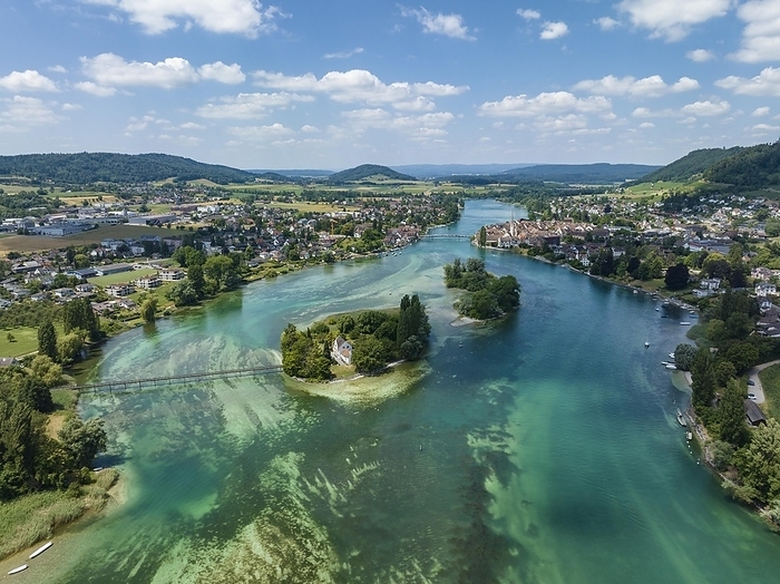 Aerial view of the Werd island group in the westernmost part of Lake Constance, between Eschenz and Stein am Rhein, Canton Thurgau, Switzerland, Europe, by Markus Keller