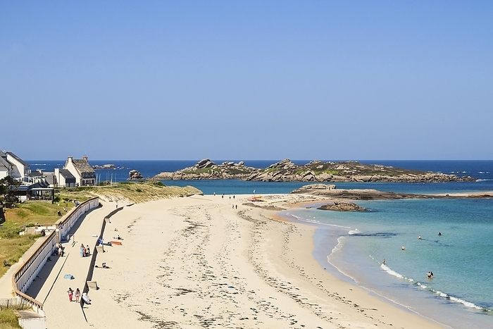 Bay with sandy beach and granite rocks, Trégastel, Côtes-d'Armor, Brittany, France, Europe, by Michael Narten
