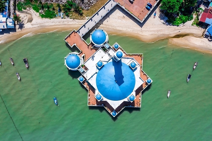 The Floating Mosque Aerial View on Penang Island, Malaysia, Asia, by Markus Mainka
