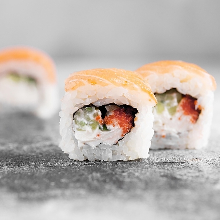 Delicious sushi close up, by Oleksandr Latkun