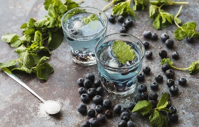Berries mint around refreshing blueberry drinks, by Oleksandr Latkun