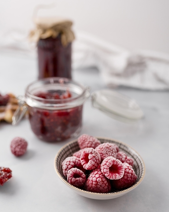 Frozen raspberries bowl jam, by Oleksandr Latkun