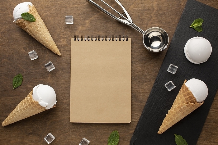 Ice cream cone with notebook, by Oleksandr Latkun