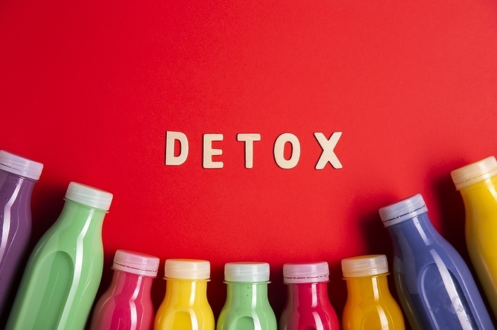 Colorful smoothies with detox lettering, by Oleksandr Latkun