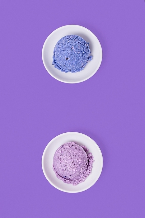 Minimalist blue violet scoops ice cream, by Oleksandr Latkun