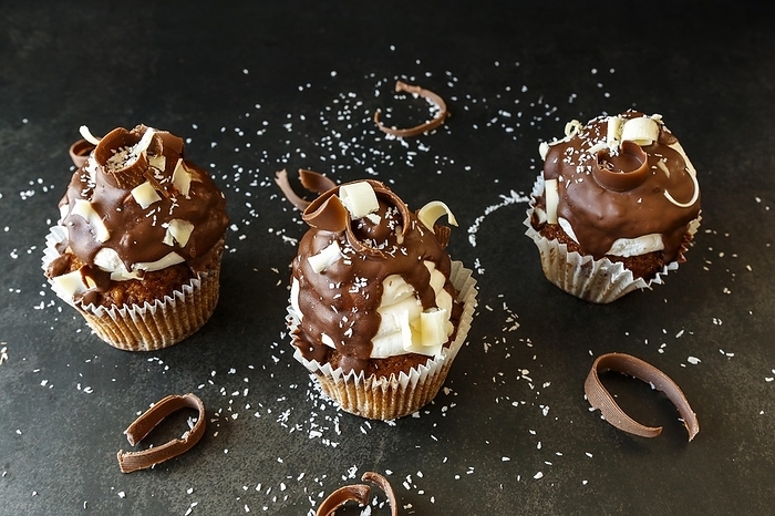 Close up view delicious chocolate cupcakes, by Oleksandr Latkun