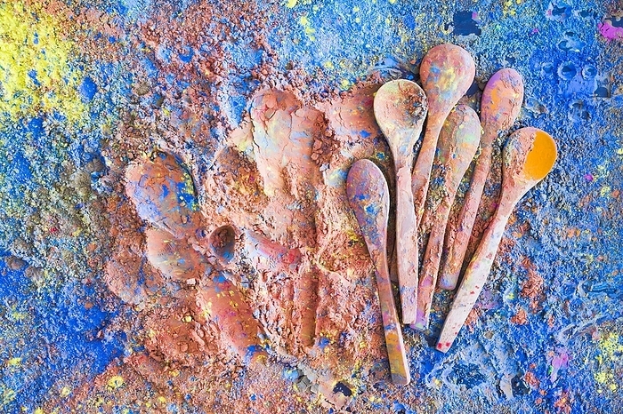 Spoons blue painted powder, by Oleksandr Latkun