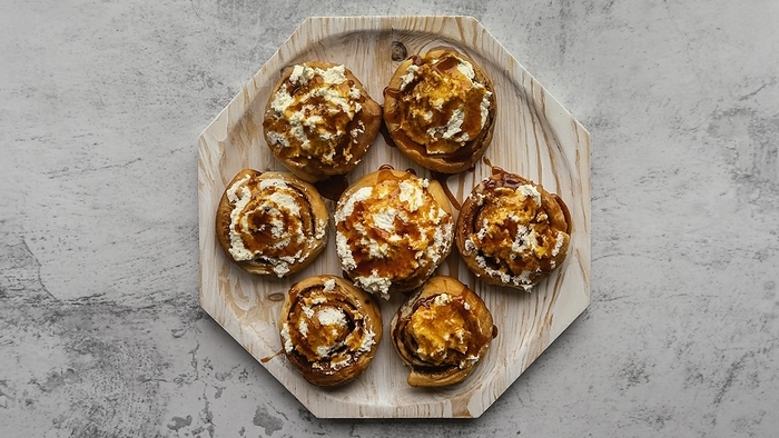 Top view tasty cinnamon rolls, by Oleksandr Latkun