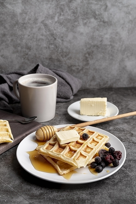 Waffles plate with honey butter, by Oleksandr Latkun