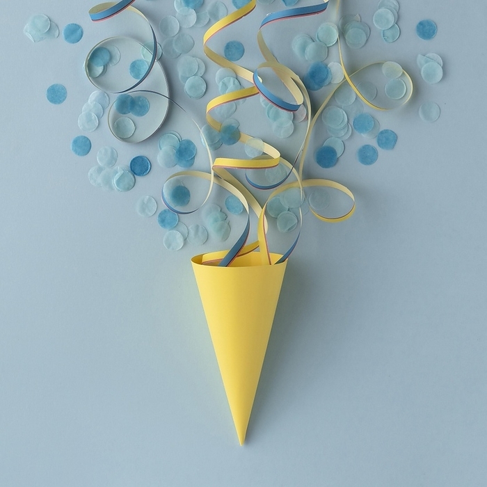 Ice cream paper cone confetti, by Oleksandr Latkun