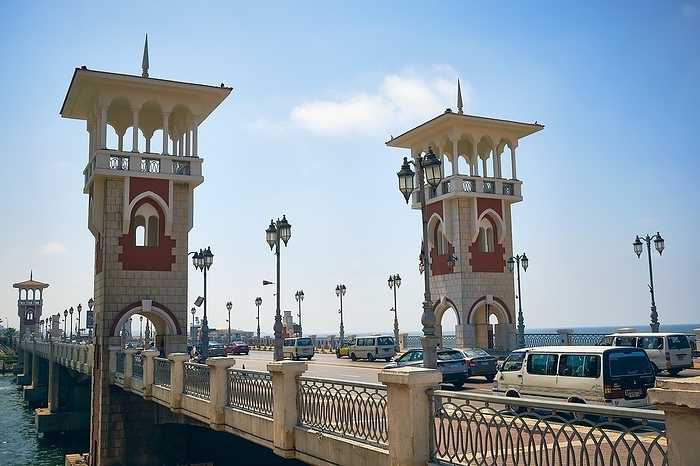 Cars driving on Stanley Bridge, Alexandria, Egypt, Africa, by Philipp Berezhnoy
