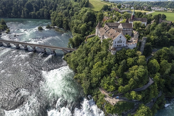 Rhine Falls, Laufen Castle and Rhine Falls Bridge near Neuhausen am Rheinfall, Switzerland, Europe, by Peter Schickert
