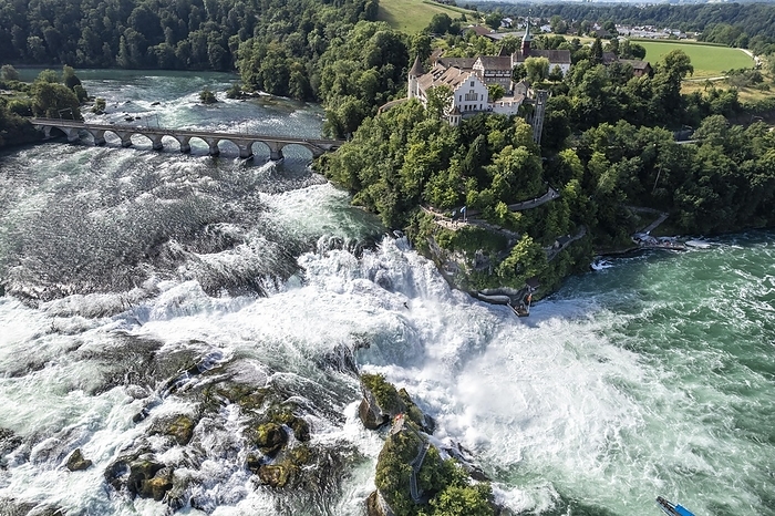 Rhine Falls, Laufen Castle and Rhine Falls Bridge near Neuhausen am Rheinfall, Switzerland, Europe, by Peter Schickert