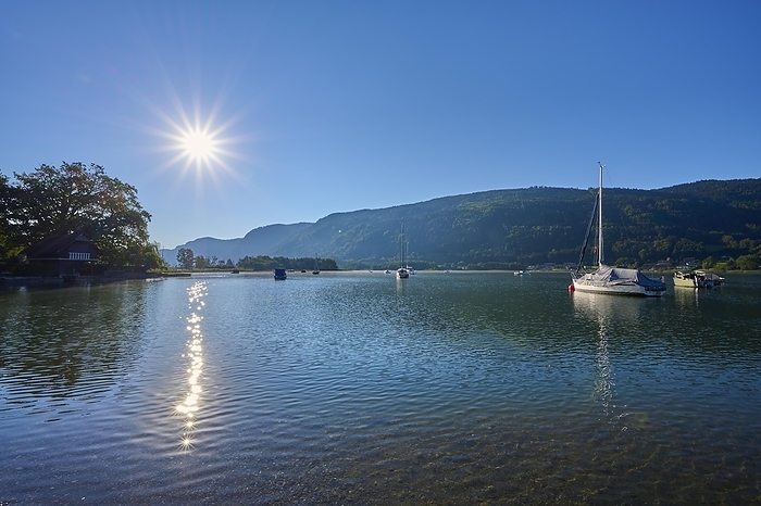 Lake, sailboats, sun, morning, summer, Steindorf am Lake Ossiach, Lake Ossiach, Carinthia, Austria, Europe, by Raimund Linke