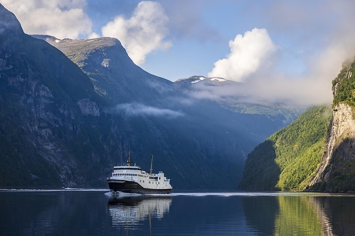 Ferry in Geirangerfjord, near Geiranger, Møre og Romsdal, Norway, Europe, by Robert Haasmann