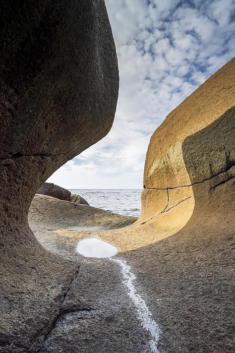 Nesvåghålo rock formation, cave on the coast, Sokndal, Rogaland, Norway, Europe, by Robert Haasmann