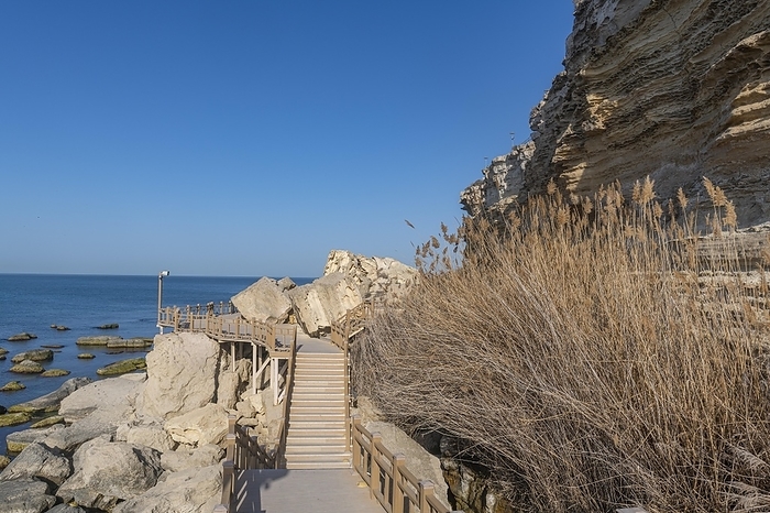 Aktau sandstone cliffs and promenade, Aktau, Caspian sea, Kazakhstan, Asia, by Michael Runkel