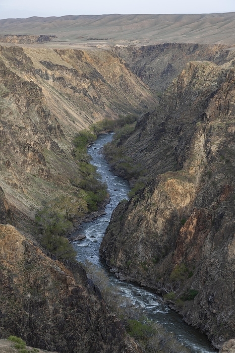 Aerial of the Charyn gorge and river, Tian Shan, Kazakhstan, Asia, by Michael Runkel
