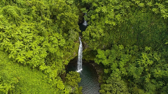 Aerial of the Tavoro Falls, Bouma National Park, Taveuni, Fiji, South Pacific, Oceania, by Michael Runkel
