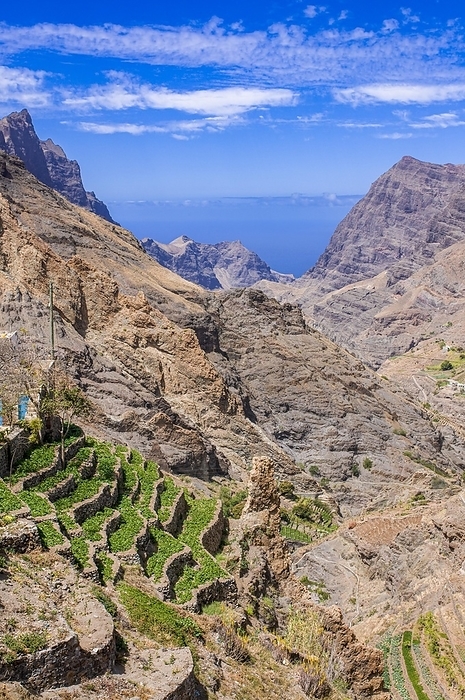 Mountain landscape of island San Antao with agriculture terrasses. Cabo Verde. Africa, by Michael Runkel