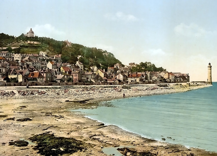 Mont Joli, Honfleur, France, c. 1890, Historic, digitally enhanced reproduction of a photochrome print from 1895, Europe, by Sunny Celeste