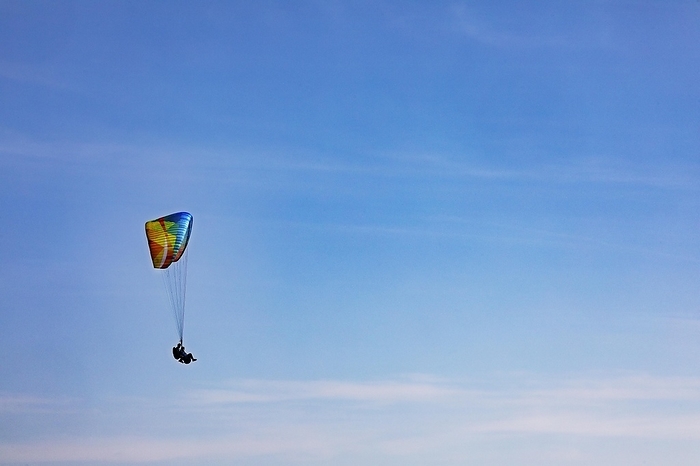 Tandem paragliding high in the sky, Gerlitzen, Gerlitzen Alpe, Nockberge, Gurktaler Alps, Carinthia, Austria, Europe, by Wolfgang Weinhäupl