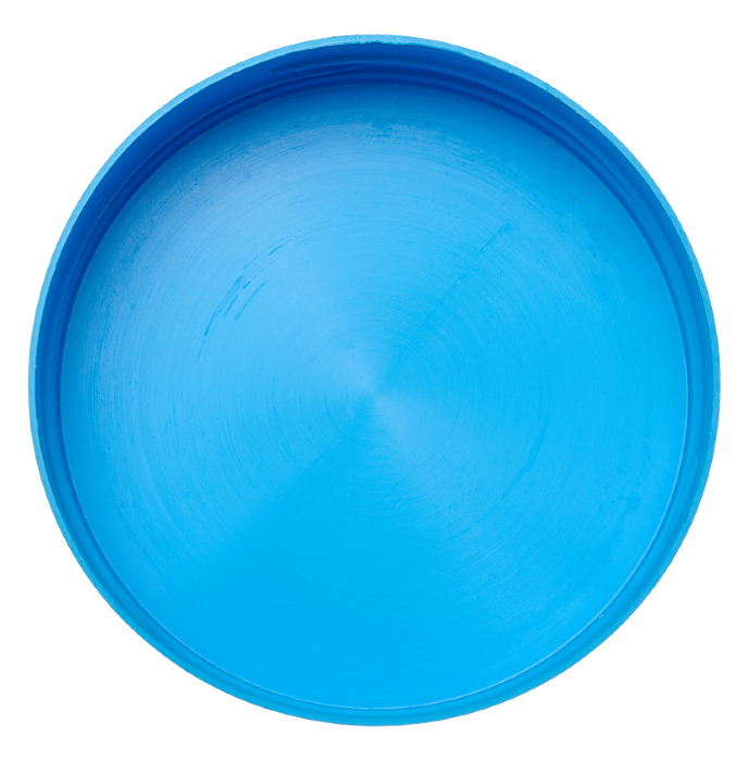 Round blue plastic jar lid on isolated background, top view Round blue plastic jar lid on isolated background, top view