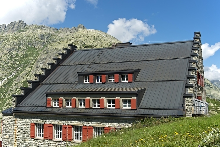 Switzerland Historic Alpine Hotel Grimsel Hospiz on the Grimsel Pass, Guttannen, Bernese Oberland, Switzerland, Europe, by Guenter Fischer
