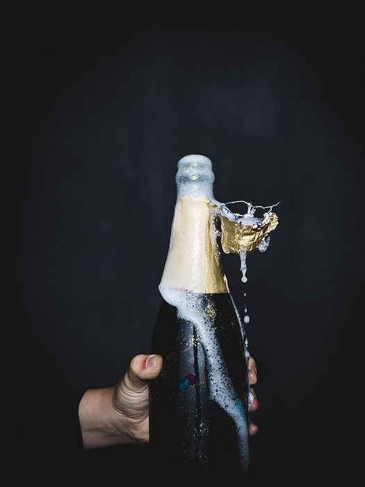 Splashing bottle champagne, by Oleksandr Latkun