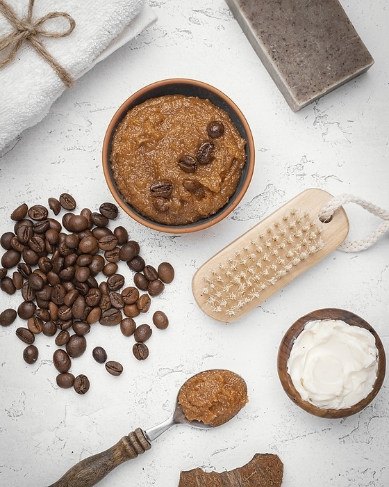 Homemade remedy with coffee beans flat lay, by Oleksandr Latkun