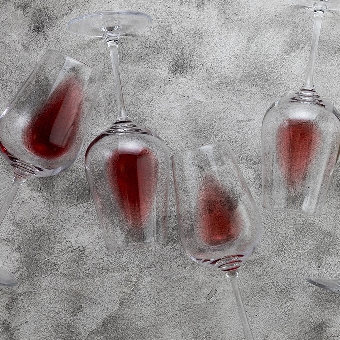 Top view wine glasses marble background, by Oleksandr Latkun
