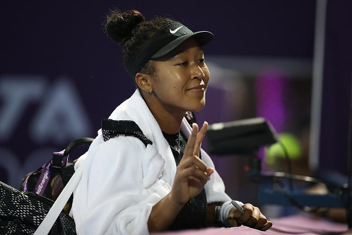 Qatar TotalEnergies Open   Day 3 DOHA, QATAR   FEBRUARY 13: Naomi Osaka of Japan celebrates victory against Petra Martic in their second round match during the Qatar TotalEnergies Open, part of the Hologic WTA Tour at Khalifa International Tennis and Squash Complex on February 13, 2024 in Doha, Qatar  MB Media 