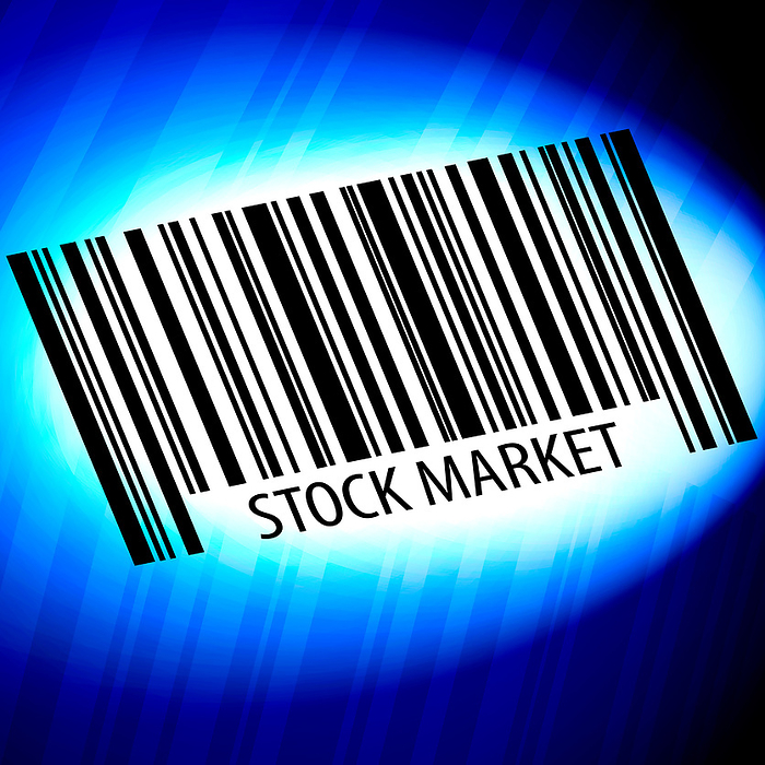 stock market   barcode with blue Background stock market   barcode with blue Background, by Zoonar Markus Beck