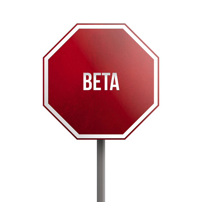 Beta   red sign isolated on white background Beta   red sign isolated on white background, by Zoonar Markus Beck
