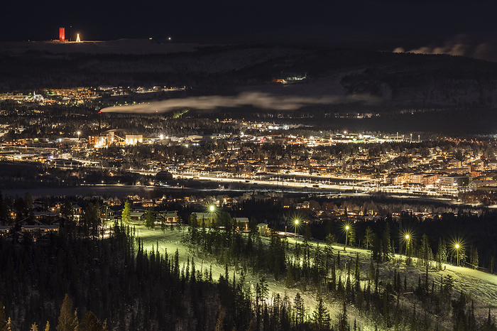 view of Gaellivare at night, Norrbotten, Lapland, Sweden view of Gaellivare at night, Norrbotten, Lapland, Sweden, by Zoonar GUNAR STREU