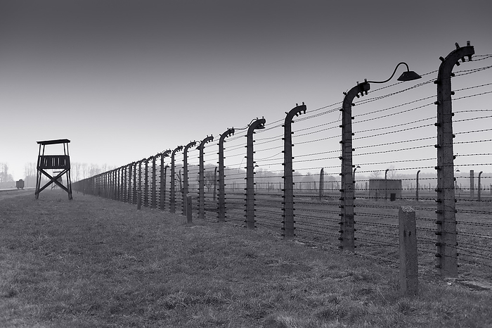 Electric fence, Nazi concentration and extermination camp, Auschwitz II Birkenau, Poland Electric fence, Nazi concentration and extermination camp, Auschwitz II Birkenau, Poland, by Zoonar Francisco Jav