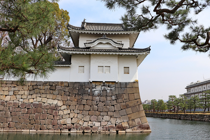 Outer moat and southwest corner turret of Nijo Castle, Kyoto