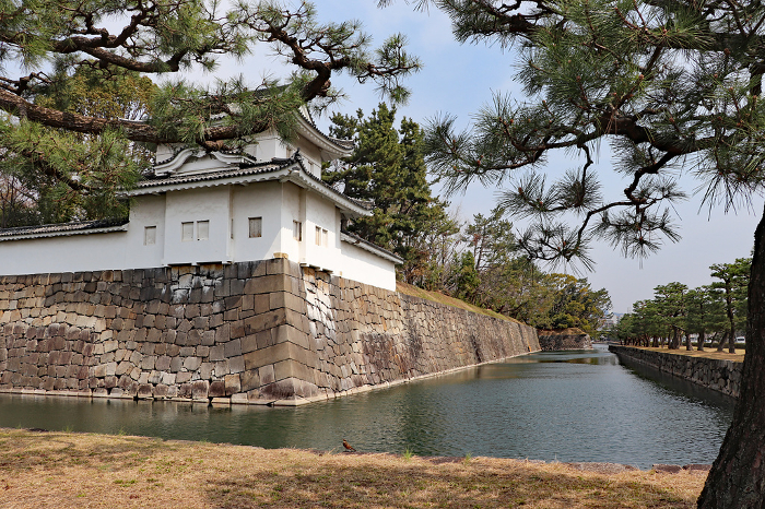 Outer moat and southwest corner turret of Nijo Castle, Kyoto