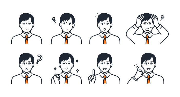 Expressions of young menIllustration set