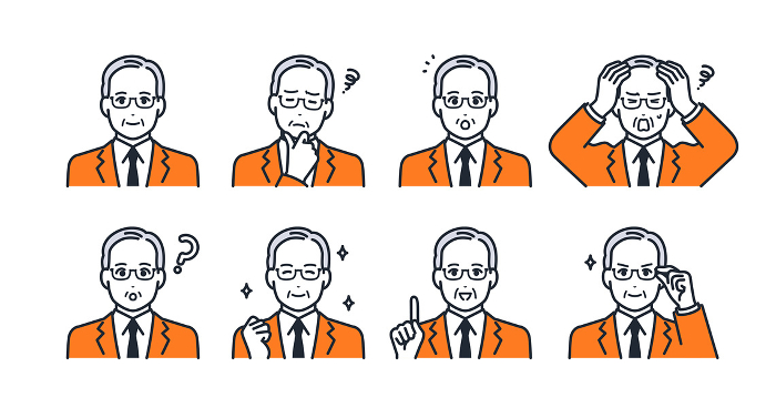 manager male facial expression icons illustration set