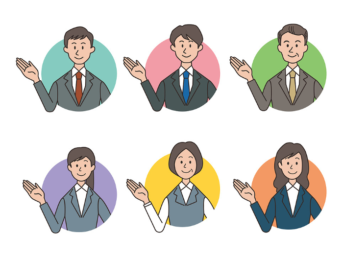 Icon set of male and female business people to guide you