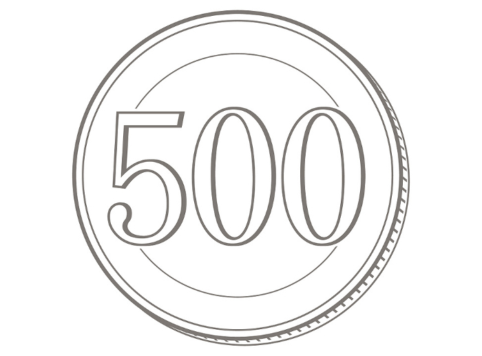 Simple illustration of a 500 yen coin