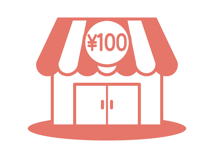 Clip art of 100 yen uniform store
