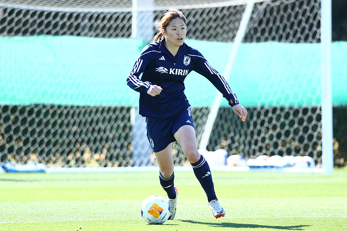 Japan women s national soccer team training session Japan s Rion Ishikawa during a training session at Prince Takamado Memorial JFA YUME Field in Chiba, Japan, February 16, 2024.  Photo by JFA AFLO 