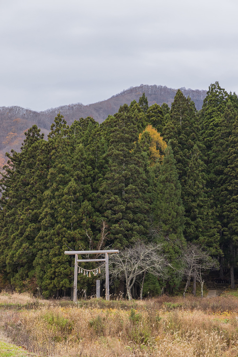 Ninotorii (second torii) of Takakura Shrine in Ouchi-juku, Oaza-Ouchi, Shimogo-machi, Minamiaizu-gun, Fukushima, Japan