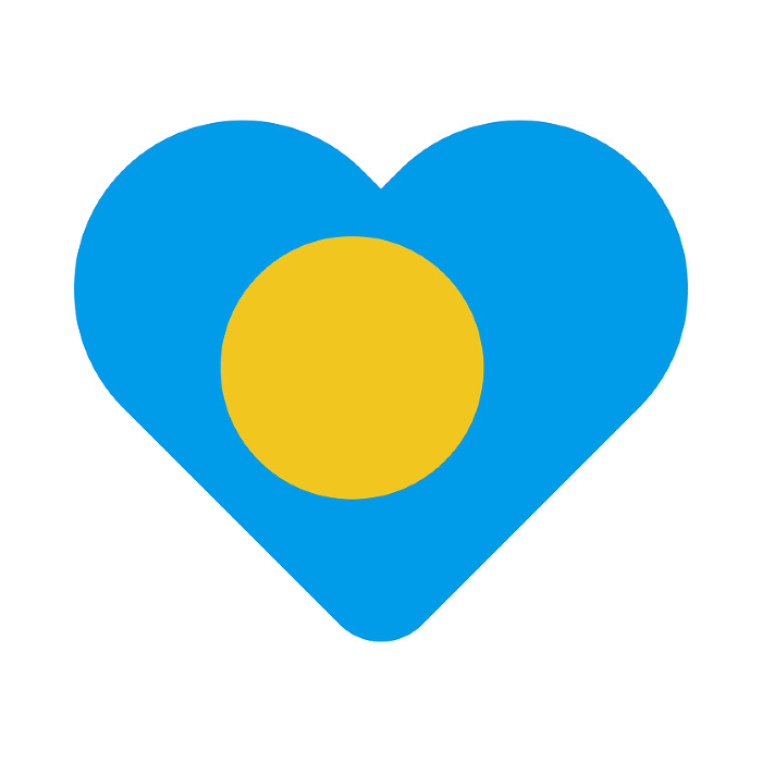 Heart-shaped Palau flag icon. Vector.
