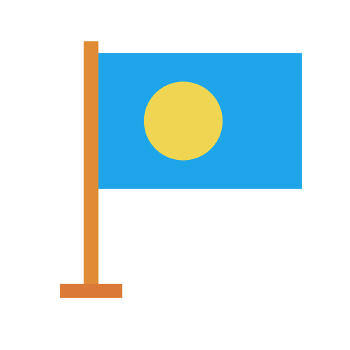 Palau flag icon with pole. Vector.