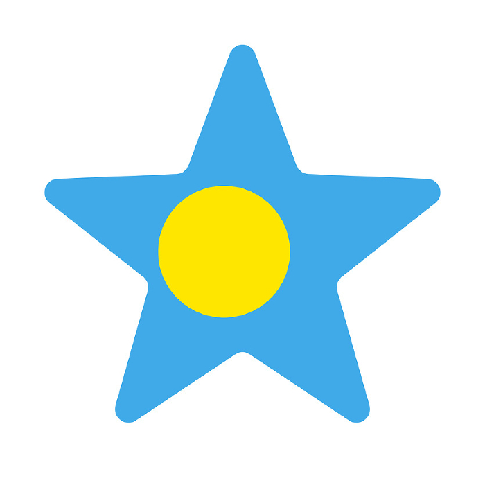 Icon of the Palau flag in the shape of a star. Vector.